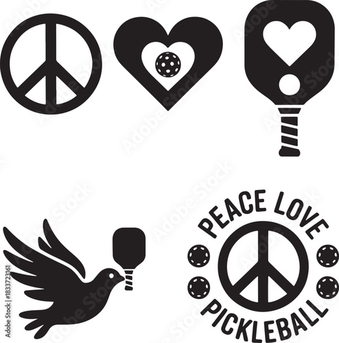 Peace love and pickleball logo with the peace sign vector illustration