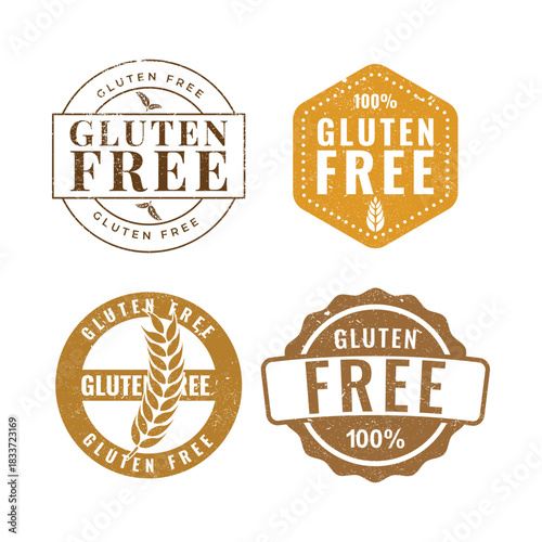 Set of four Gluten Free grunge stamp badges and labels vector