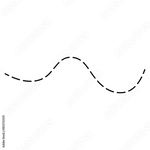 Hand drawn squiggle dashed lines. Decorative swirl element.