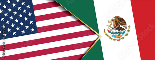 United States and Mexico flag banners symbolizing international relations and cooperation