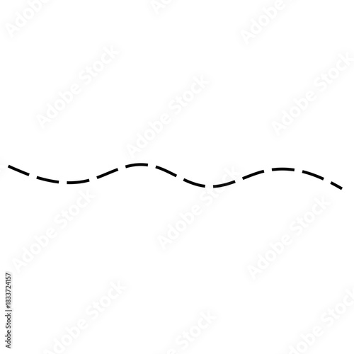 Hand drawn squiggle dashed lines. Decorative swirl element.