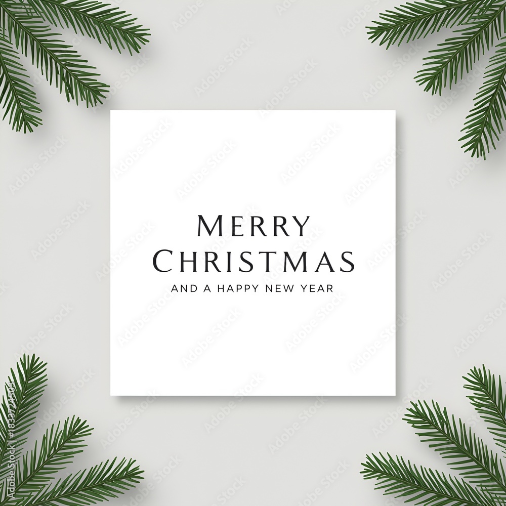 Fototapeta premium A christmas square shaped layout background with fir branches. Vector illustration