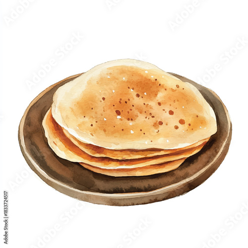 Stack of golden brown Indian flatbreads on a dark plate.