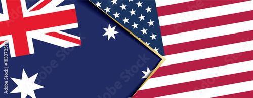 Australia and United States flags overlapping symbolizing strong trade alliance and diplomatic relations