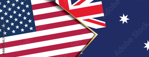 United States and Australia flags overlapping symbolizing close alliance and diplomatic relations