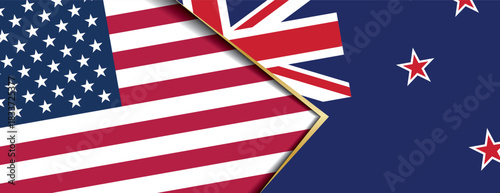United States and New Zealand flags overlapping symbolizing strong trade and friendly relations