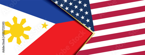 Philippines and United States flags overlapping symbolizing strong alliance and diplomatic cooperation