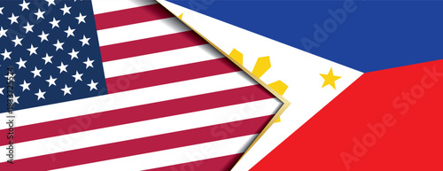 United States and Philippines flags overlapping symbolizing strong friendship and diplomatic relations
