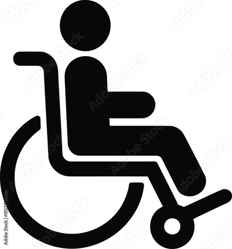 Wheelchair user symbol for accessibility and disability inclusion icon graphic