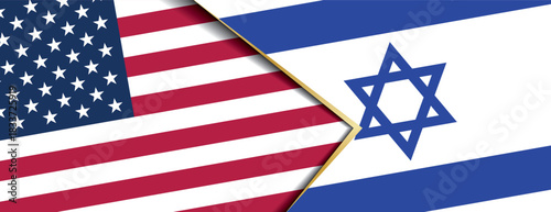 USA and Israel flags design background symbolizing strong political relationship and alliance