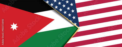 Jordan and United States flags symbolizing international diplomatic cooperation and strong relations