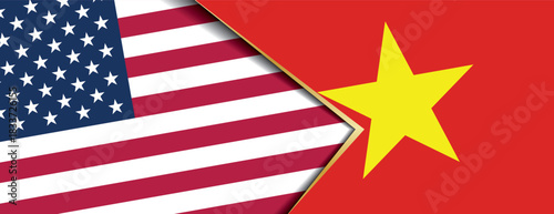 United States and Vietnam flags overlapping symbolizing strong diplomatic partnership and international relation