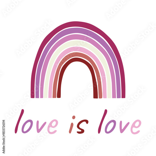 Colorful rainbow shape Lesbian pride flag Happy pride day LGBTQIA community Pride Month Vector hand drawn doodle for posters, stickers, logo, cards