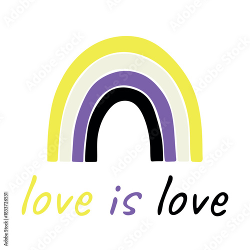 Colorful rainbow shape Non-binary pride flag Happy pride day LGBTQIA community Pride Month Vector hand drawn doodle for posters, stickers, logo, cards