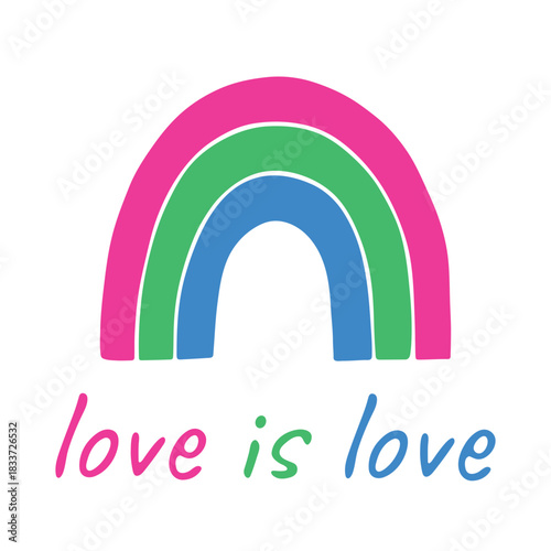 Colorful rainbow shape Polysexual pride flag Happy pride day LGBTQIA community Pride Month Vector hand drawn doodle for posters, stickers, logo, cards