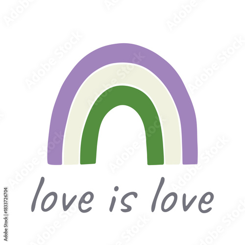 Colorful rainbow shape Genderqueer pride flag Happy pride day LGBTQIA community Pride Month Vector hand drawn doodle for posters, stickers, logo, cards