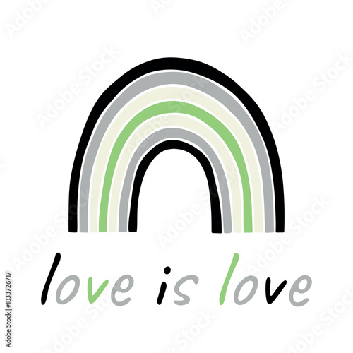 Colorful rainbow shape Agender pride flag Happy pride day LGBTQIA community Pride Month Vector hand drawn doodle for posters, stickers, logo, cards