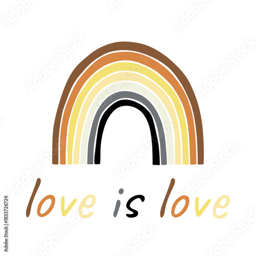 Colorful rainbow shape Bear brotherhood pride flag Happy pride day LGBTQIA community Pride Month Vector hand drawn doodle for posters, stickers, logo, cards