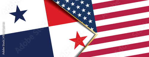 Panama and United States flags overlapping abstract background showing international relations