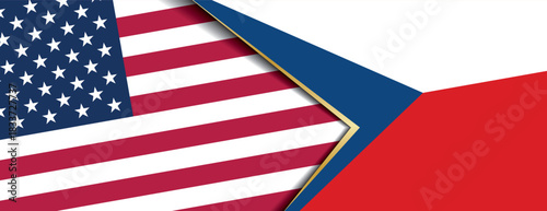 United States and Czech Republic flags abstract geometric background showing international alliance
