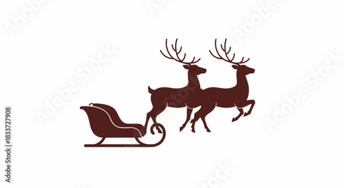 Illustration of two reindeer pulling a sleigh, likely for Christmas or winter holiday themes.