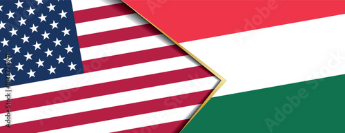 United States and Hungary flags abstract geometric background showing international alliance cooperation