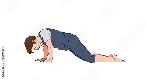 Illustration of a person in a modified plank position on their knees and forearms, performing a core strengthening exercise.