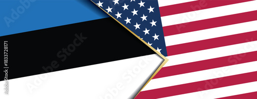 Estonia and United States flags overlapping abstract background international relations diplomacy concept