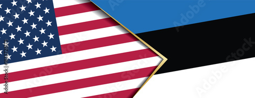 United States and Estonia flags abstract background showing international alliance partnership concept