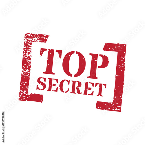 Red Top Secret grunge rubber stamp seal for classified confidential vintage documents