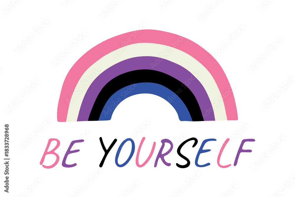 Fototapeta premium Colorful rainbow shape Gender fluid pride flag Happy pride day LGBTQIA community Pride Month Vector hand drawn doodle for posters, stickers, logo, cards