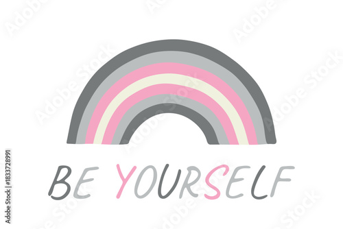 Colorful rainbow shape Demigirl pride flag Happy pride day LGBTQIA community Pride Month Vector hand drawn doodle for posters, stickers, logo, cards