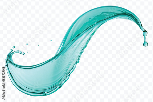 realistic smooth liquid fresh and clean water splash in curve style isolated on transparent background
