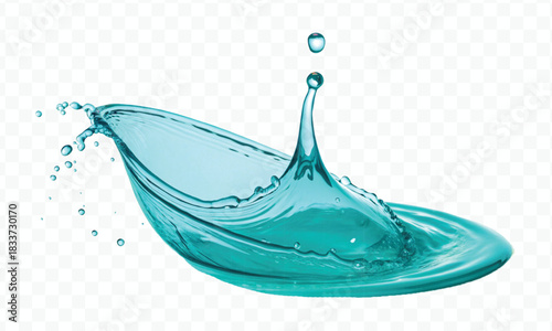 realistic smooth liquid fresh and clean water splash in curve style isolated on transparent background