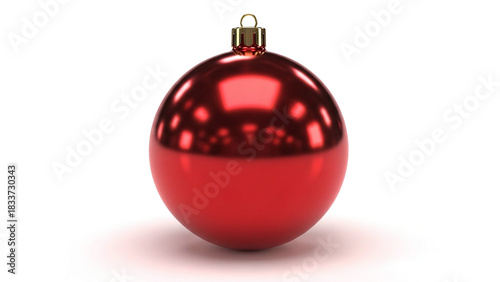 Single red glossy Christmas ornament ball metallic shine