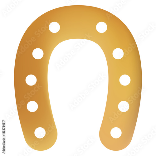 リアルなゴールドの輝き馬蹄形のイラスト素材