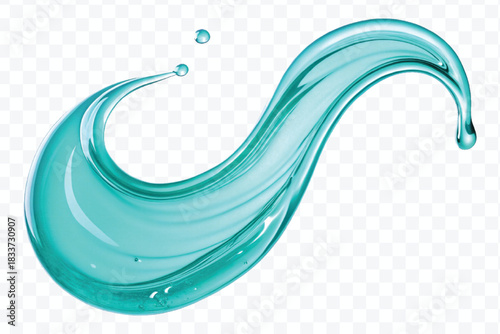 realistic smooth liquid fresh and clean water splash in curve style isolated on transparent background