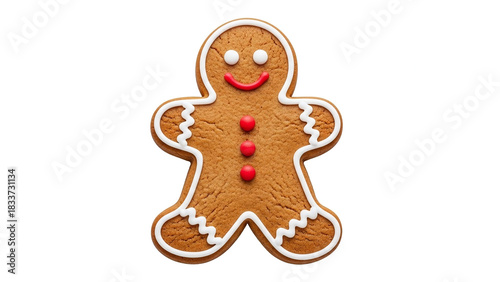 Gingerbread man cookie with icing details warm baked texture