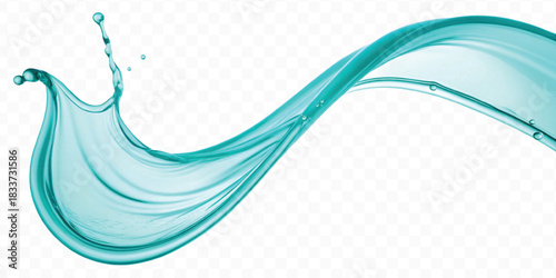 realistic smooth liquid fresh and clean water splash in curve style isolated on transparent background