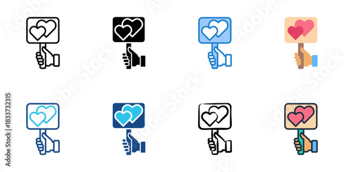 Wedding hashtags icon set multiple style vector collection. Editable Stroke 
