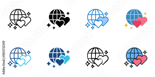 Wedding website icon set multiple style vector collection. Editable Stroke 
