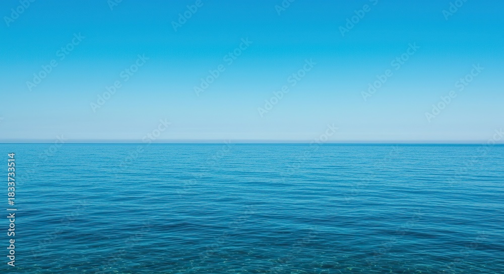 Obraz premium Vast expanse of crystal clear ocean water in mesmerizing shades of deep blue, reflecting the sky and inviting tranquil escape ,peaceful ,turquoise ,serene