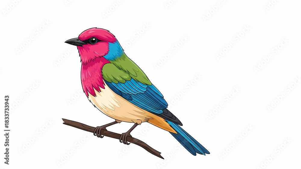 Obraz premium Vibrant lilac breasted roller bird perched on a branch