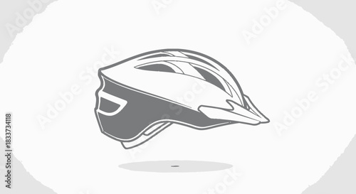 Gray and White Bicycle Helmet with Visor and Ventilation.