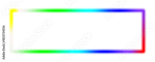 Abstract colorful gradient glowing neon rectangle border isolated on a transparent background 