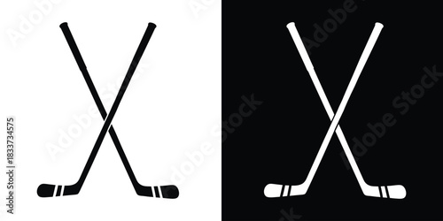 Crossed hockey stick silhouette vector, Ice hockey sticks icon, Hockey icon, Winter game vector illustration