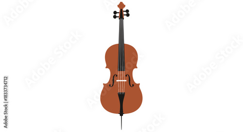 Elegant Brown Cello with F-holes and Fine Details.