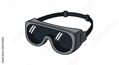 Gray Safety Goggles with Black Lenses and Adjustable Headband.