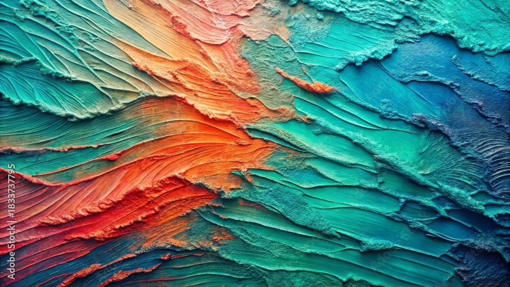 Obraz premium Abstract Textured Background Vibrant Hues of Teal and Burnt Orange Swirl in a Dynamic Composition