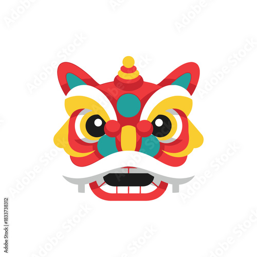 Lion Dance Mask Illustration – Chinese New Year Festival Design